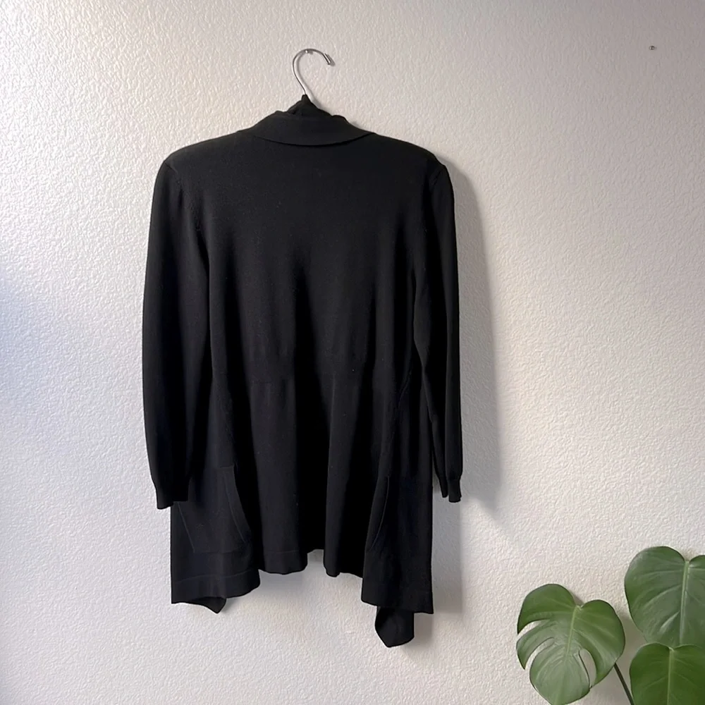 Theory Black Wool Open Drape Cardigan Sweater - Picture 5 of 8